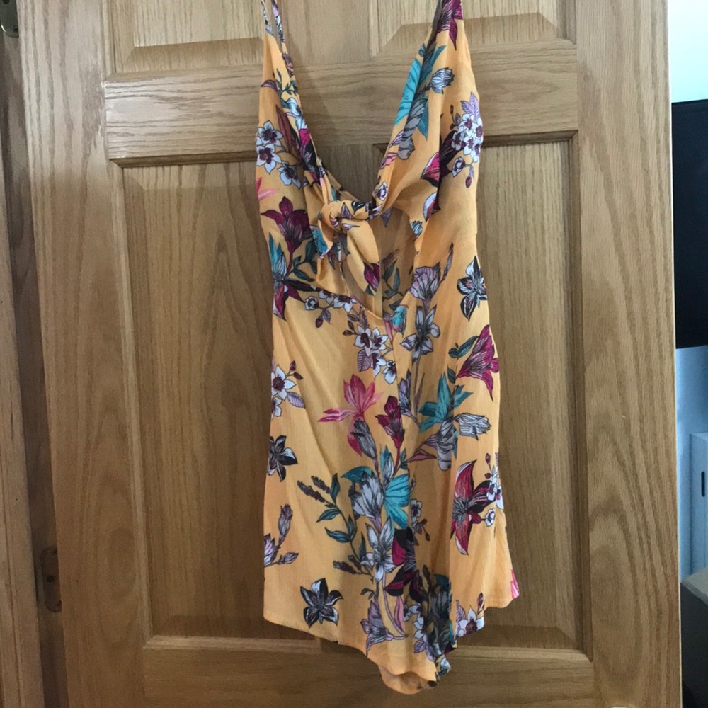 Floral romper with knitted front